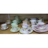 A collection of Shelley Regent trios, jugs etc.