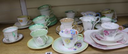 A collection of Shelley Regent trios, jugs etc.