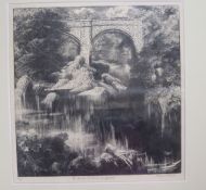 Marjorie Firth, woodcut, 'The Bridge at Kirby Longsdale' 29.5 x 28.5cm and Rowland Langmaid,