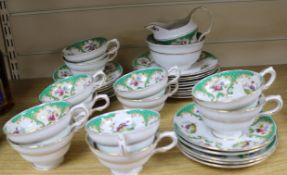 A Grosvenor china "Rutland" pattern part tea and dessert service