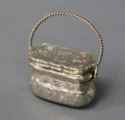A Victorian novelty silver vinaigrette, modelled as a handbag, Frederick Marson, Birmingham, 1847,