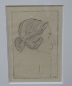 Eric Gill, copper plate engraving, portrait of a lady from the Cleverdon Edition 1924, signed in the