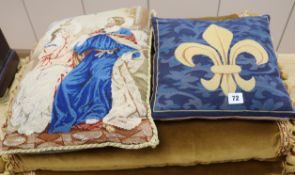 Four needlepoint or tapestry cushions, Aubusson style