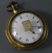 A George III gilt pair-cased pocket watch by Thomas Thompson, London, 1764, having fusee movement,