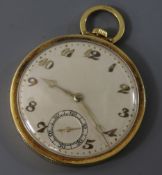 An 18ct gold dress pocket watch, with subsidiary seconds.