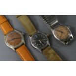 A stainless steel Bulova military manual wind wrist watch and two other wrist watches, Kelbert and