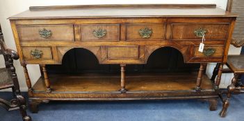 A late 18th century Welsh oak dresser base W.177cm