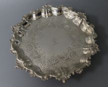 A George II silver waiter, with later engraved decoration, Jacob Marsh, London, 1749, 20.2cm, 11