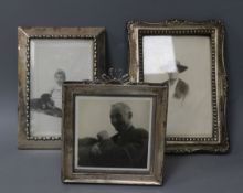 Three assorted silver mounted photograph frames.