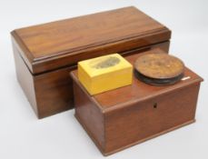 A tea caddy and three other boxes caddy 31 x 14cm