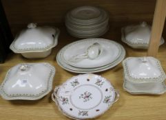 A Wedgwood part dinner service and a pair of Copeland Spode two-handled plates