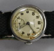 A gentleman's stainless steel Movado manual wind wrist watch.