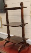 A Victorian rosewood three tier whatnot W.51cm