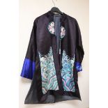 A 1920-30's black silk multi-coloured embroidered robe