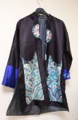 A 1920-30's black silk multi-coloured embroidered robe