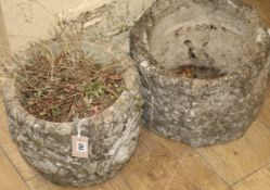 Two stone planters W.30cm and 35cm