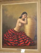 Reza Samimi (Persian, 1919-1991), oil on canvas, Spanish dancer resting, 64 x 53cm