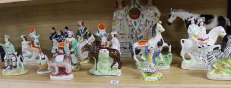 A collection of Victorian Staffordshire flatback pottery (17)