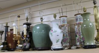 A collection of various table lamps