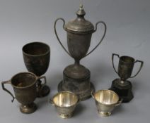 Six assorted small silver trophy cups.
