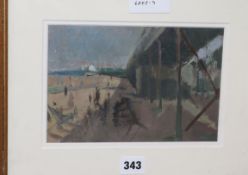 Arthur Stewart Mackay, oil on paper, The Pier, Ryde, 14.5 x 21.5cm