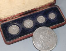 1909 Maundy money and a five shilling coin