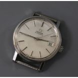 A gentleman's stainless steel Omega Automatic wrist watch.