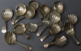 Fourteen assorted mainly early 19th century silver caddy spoons, various dates, patterns and