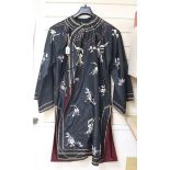 A black silk embroidered robe