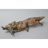 A Viennese cold-painted bronze group of a fox and a duck