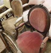 Two French elbow chairs