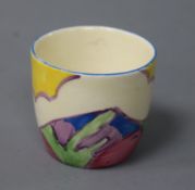 A Clarice Cliff egg cup in the Gibraltar pattern