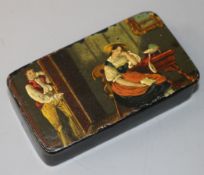 A papier mache snuff box