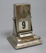 A Russian chrome deco desk calendar height 10cm