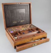 A Victorian J. Newmans Manufactory of Soho Square mahogany artists's box, with many of the