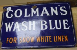 A Colmans Wash Blue for Snow White linen enamel sign