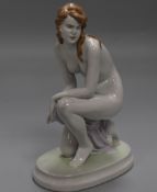 A Zsolnay ceramic model of a nude height 22cm