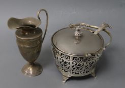 A George V pierced silver sugar basket and cover, Charles Boyton & Sons Ltd, Birmingham, 1926, a