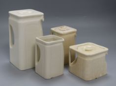 Three items of Sadler & Sons Cunard cubist teaware and a similar teapot coffee pot height 18cm