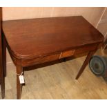 A George mahogany games table, the inner surfaces with chess and backgammon boards, W.95cm
