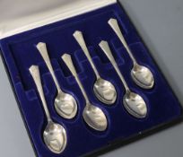 A cased set of six 1960's silver coffee spoons.