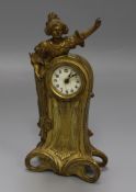 An Art Nouveau gilt clock height 26cm