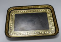 A Regency gilt and black lacquered papier mache tray 35 x 26cm