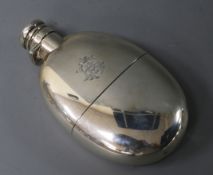 A late Victorian silver oval hip flask, Sampson Mordan & Co, London, 1895, 13.4cm.