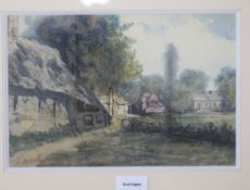 C. Palianti, watercolour, country scene with farm buildings, signed, 19 x 28.5cm