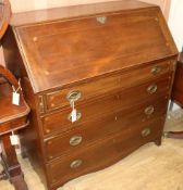 A George III inlaid mahogany bureau W.104cm