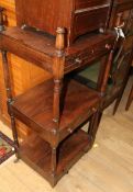 A Regency rosewood three tier whatnot W.53cm