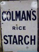 A Coleman's rice starch blue and white ground sign