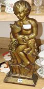 A Birmingham Guild Art Deco figural gilt metal companion set