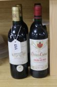 Two bottles of Chateau Cardinal, Montagne St. Emilion, 1990 and two bottles of Des Tuquets,